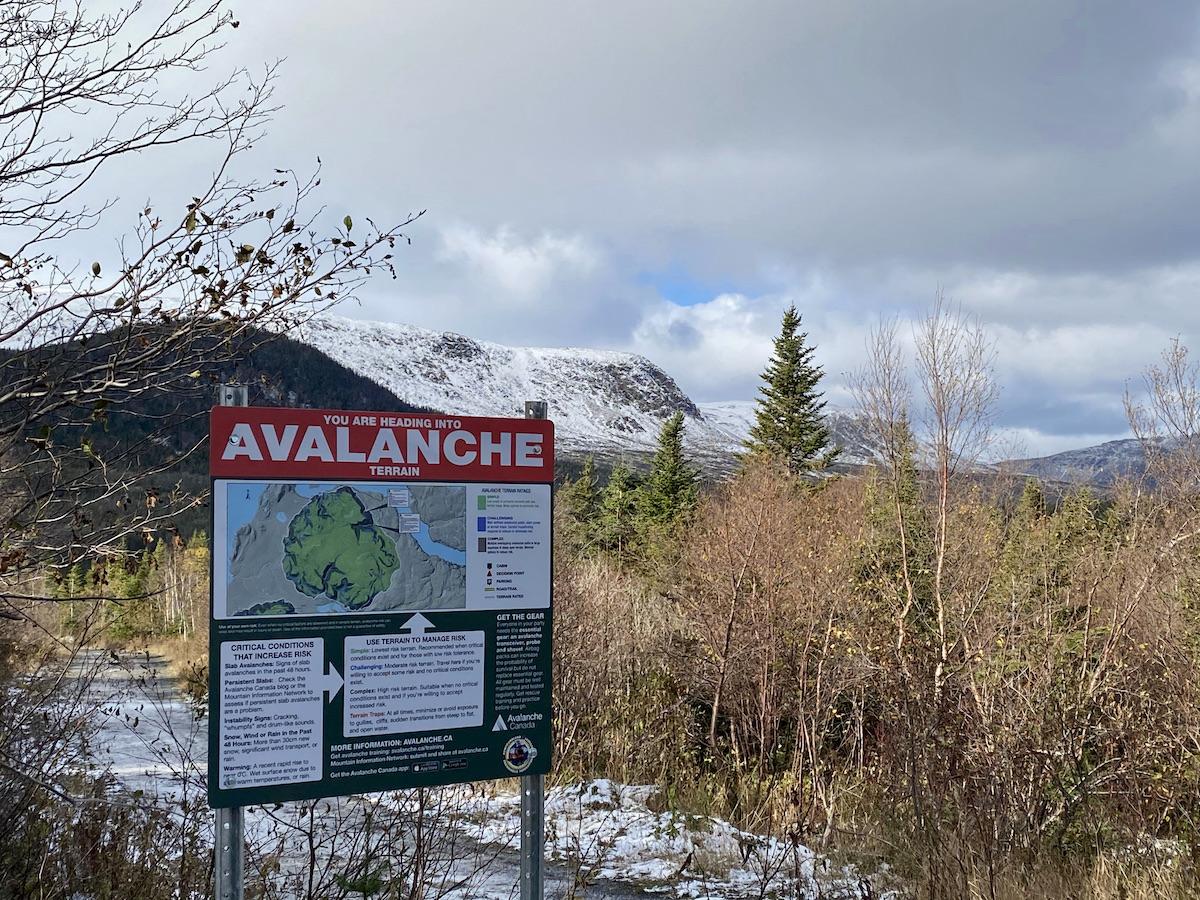 Avalanche terrain maps are now posted at popular trailheads in the Long Range Mountains of Western Newfoundland. 