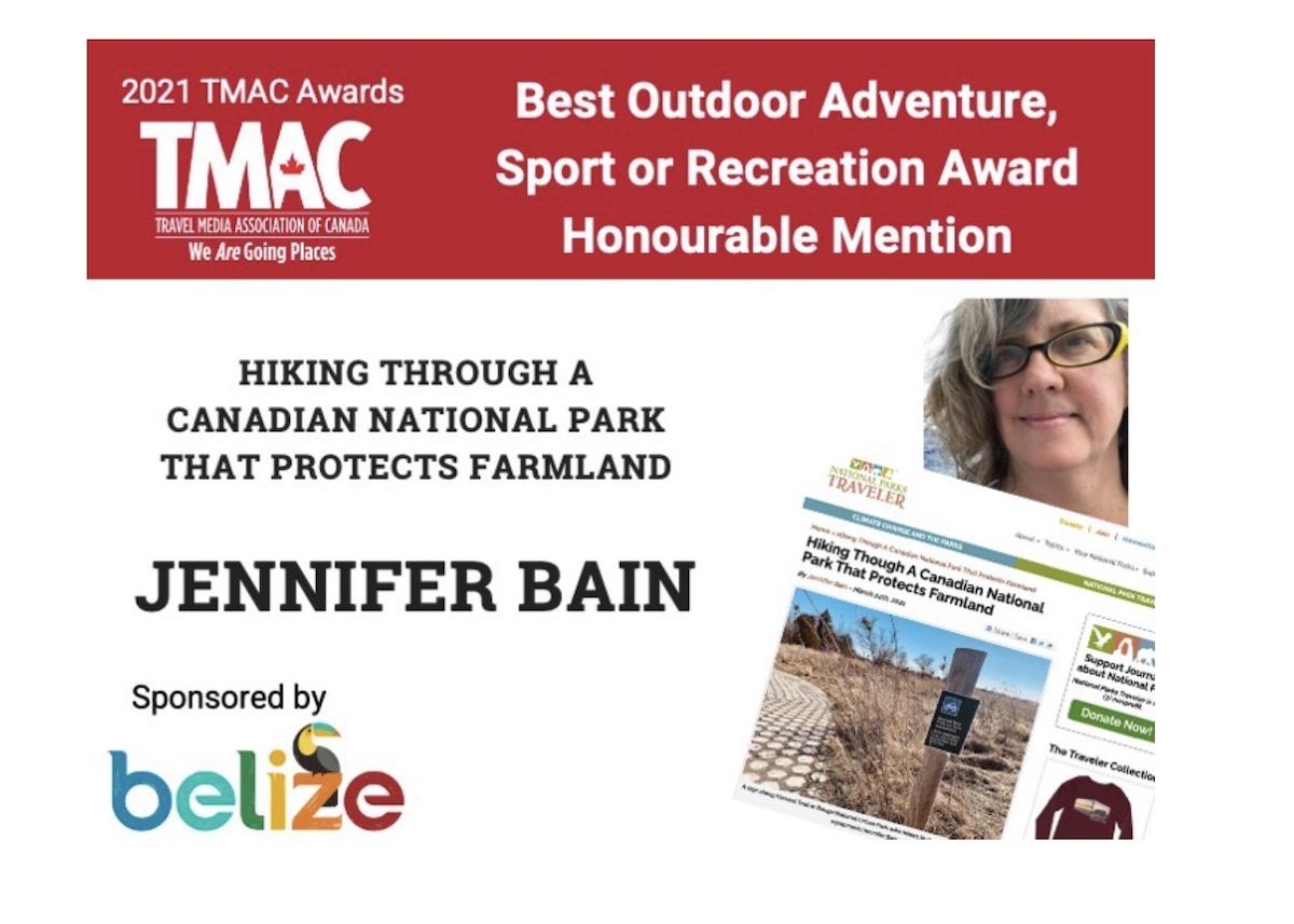 A story on a Canadian national park that protects farmland won honourable mention.