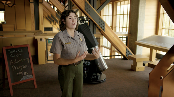 Like Cat, Andrea Minot is also passionate about educating visitors. She came to the park as a Night Sky intern and went on to join the staff.