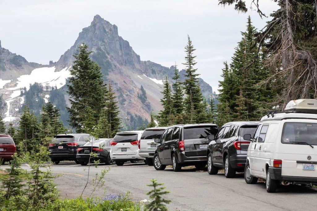 Parking problems at times abound between the Nisqually Entrance and Paradise at Mount Rainier/NPS file