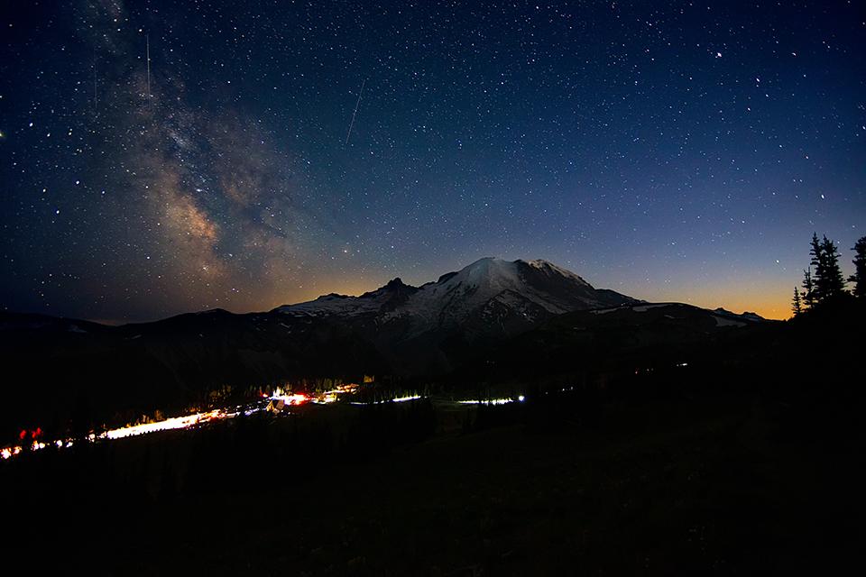 The Milky Way over "The Mountain," Mount Rainier National Park / Rebecca Latson