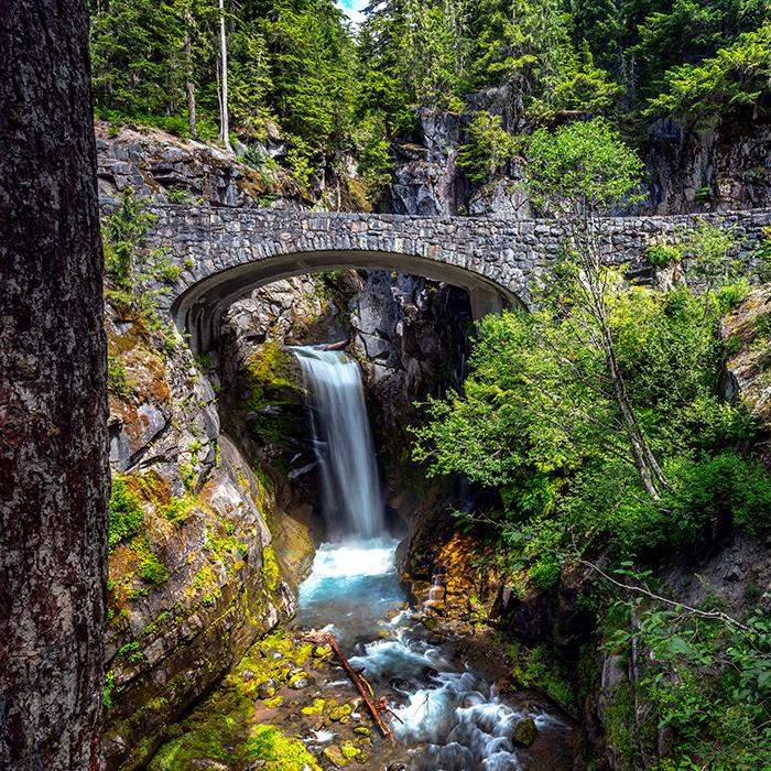 Christine Falls, square format, Mount Rainier National Park / Rebecca Latson