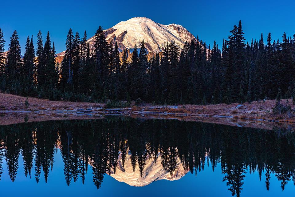 "The Mountain" and its reflection, Mount Rainier National Park / Rebecca Latson