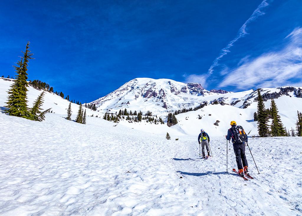 Skiers in Paradise, Mount Rainier National Park / Rebecca Latson