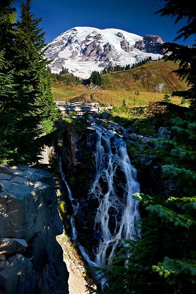 Myrtle Falls on a sunny autumn day, Mount Rainier National Park / Rebecca Latson