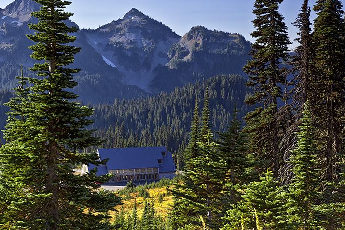 A view of the Henry M. Jackson Visitor Center from along the trail, Mount Rainier National Park / Rebecca Latson