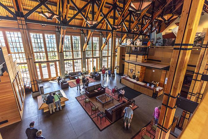 A view of the Henry M. Jackson Visitor Center lobby, Mount Rainier National Park / Rebecca Latson