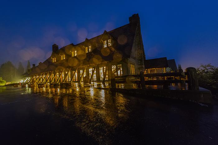 Paradise Inn the rain, Mt. Rainier National Park / Rebecca Latson