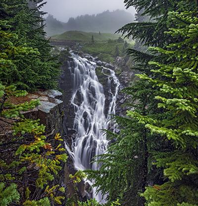 Myrtle Falls on a rainy autumn day, Mount Rainier National Park / Rebecca Latson