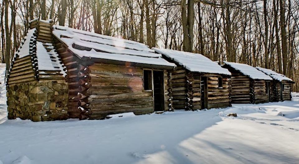 Replicas of Revolutionary War cabins built by the Colonials at Jockey Hollow in New Jersey/Crossroads of the American Revolution NHA