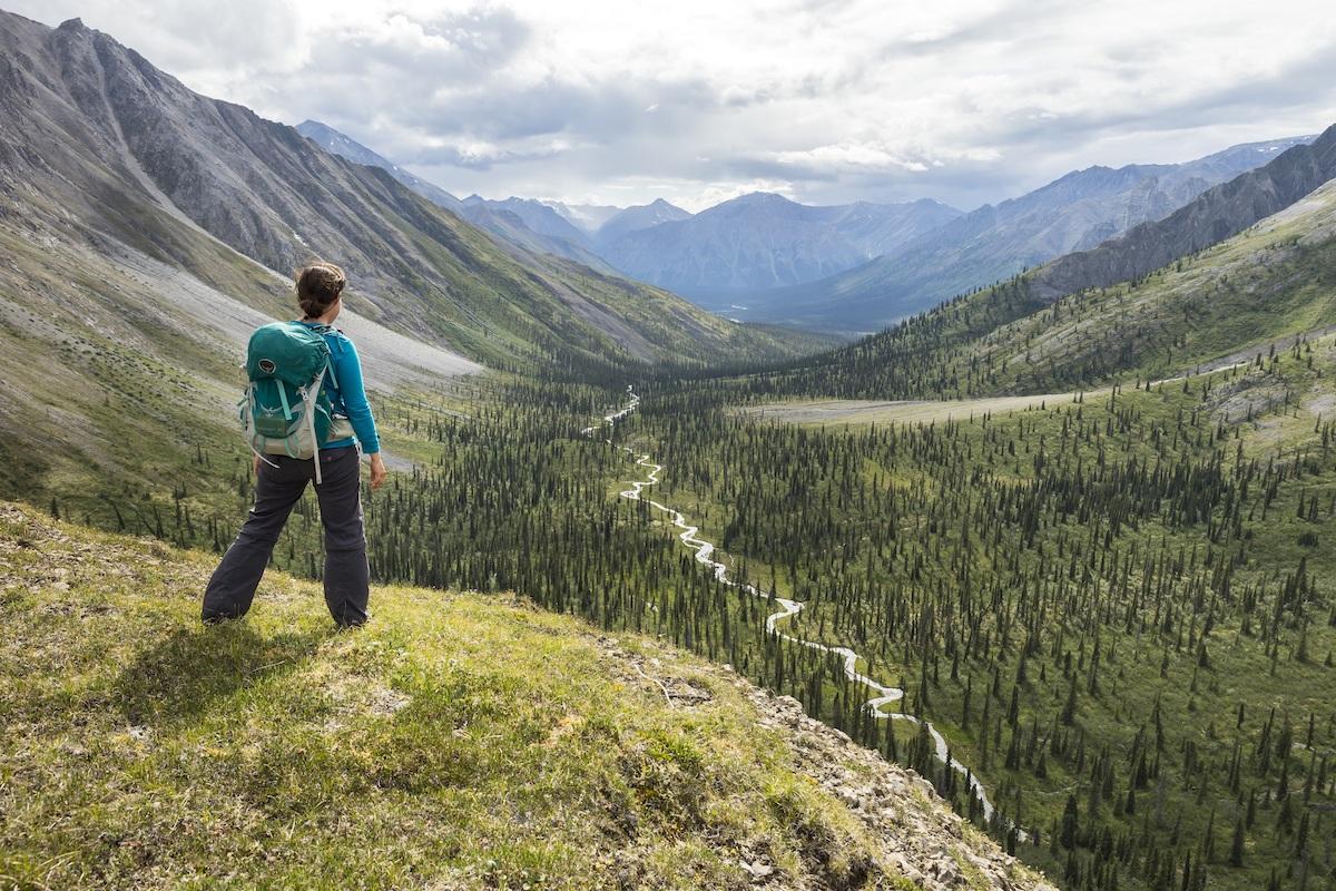 Hiking in Nááts'ihch'oh National Park Reserve in the Northwest Territories.