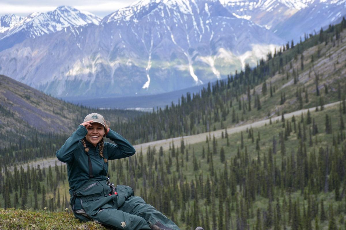 A Parks Canada team member poses on a hike at Nááts'ihch'oh National Park Reserve in the Northwest Territories.
