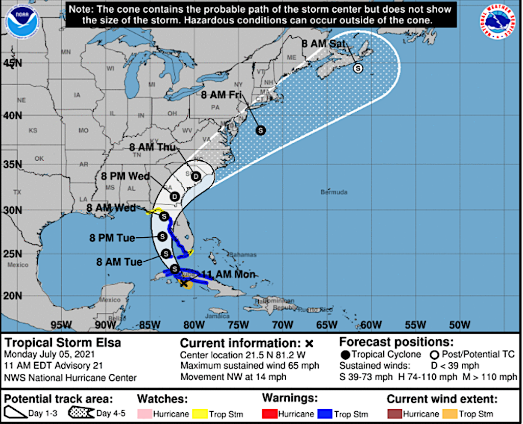 Tropical Storm Elsa was expected to affect both Dry Tortugas and Everglades national parks/NOAA