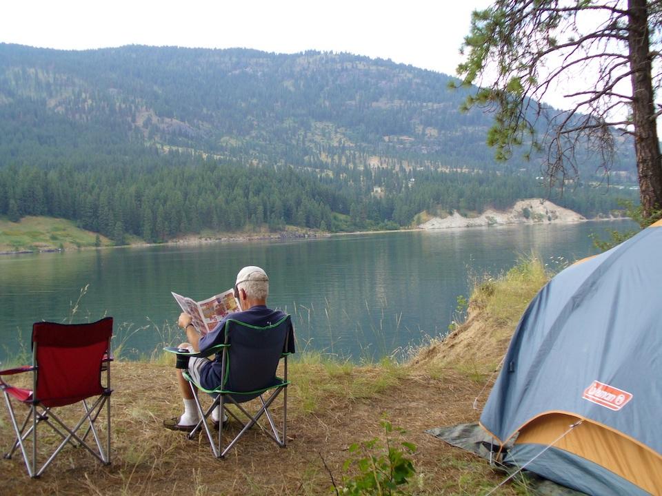Camping, such as Lake Roosevelt NRA, helped keep costs down for the Scotts. Camping, such as Lake Roosevelt NRA, helped keep costs down for the Scotts.