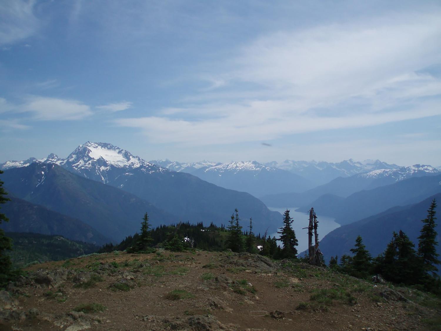 A view of Ross Lake and Nohokomeen Glacier from Desolation Peak summit, North Cascades National Park / NPS-Chelsea Gudgeon