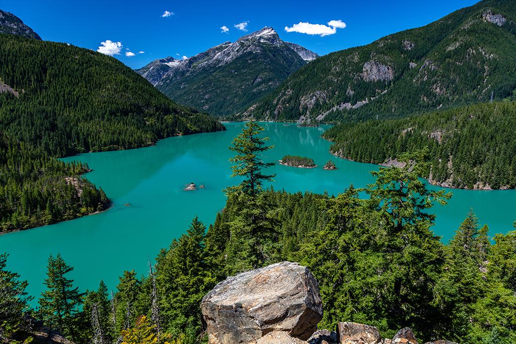 A noontime view at the Diablo Lake Overlook, Ross Lake National Recreation Area, North Cascades Complex / Rebecca Latson