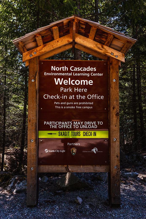 The sign in the gravel parking lot, Ross Lake National Recreation Area, North Cascades Complex / Rebecca Latson