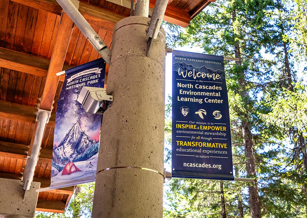 Welcoming signs at the Environmental Learning Center, Ross Lake National Recreation Area, North Cascades Complex / Rebecca Latson
