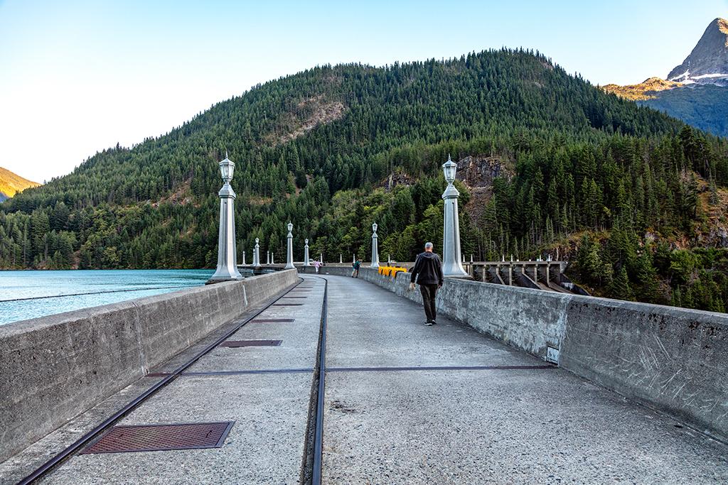 An evening walk on Diablo Dam, Ross Lake National Recreationo Area, North Cascades Complex /  Rebecca Latson