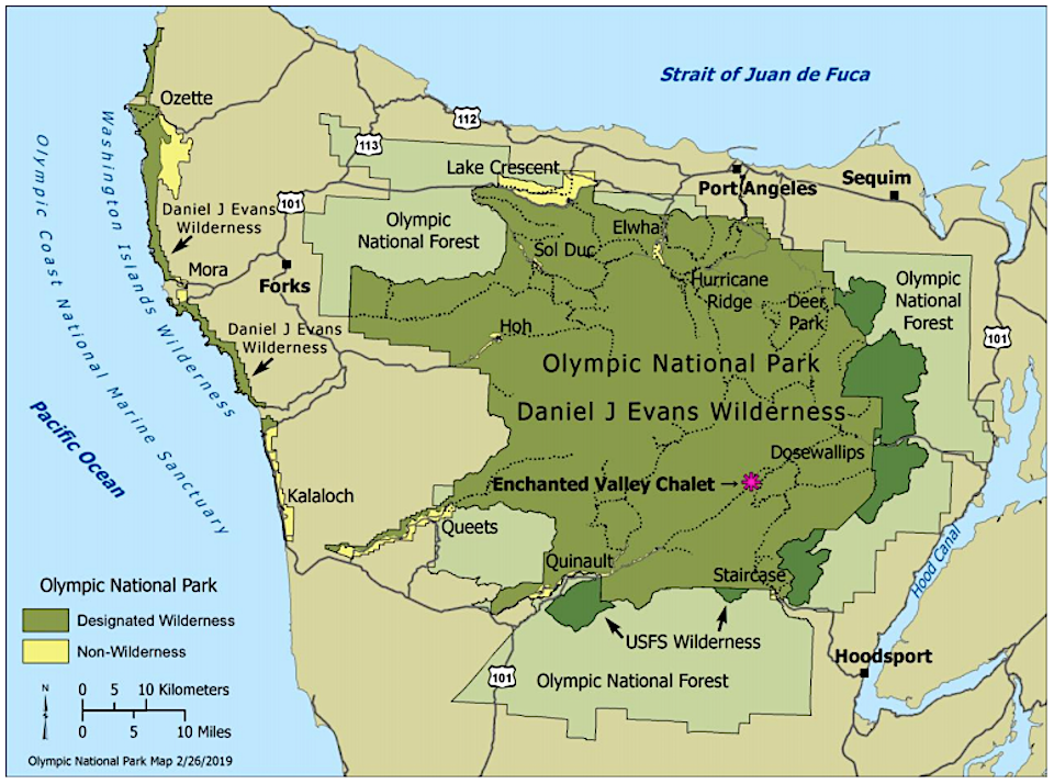 Locator map of Enchanted Valley Chalet/NPS