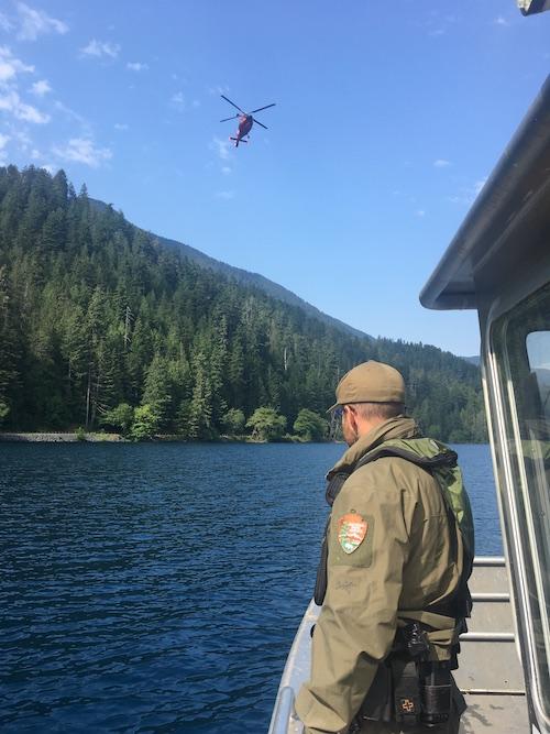 A search was underway at Lake Crescent in Olympic National Park for a missing woman/NPS