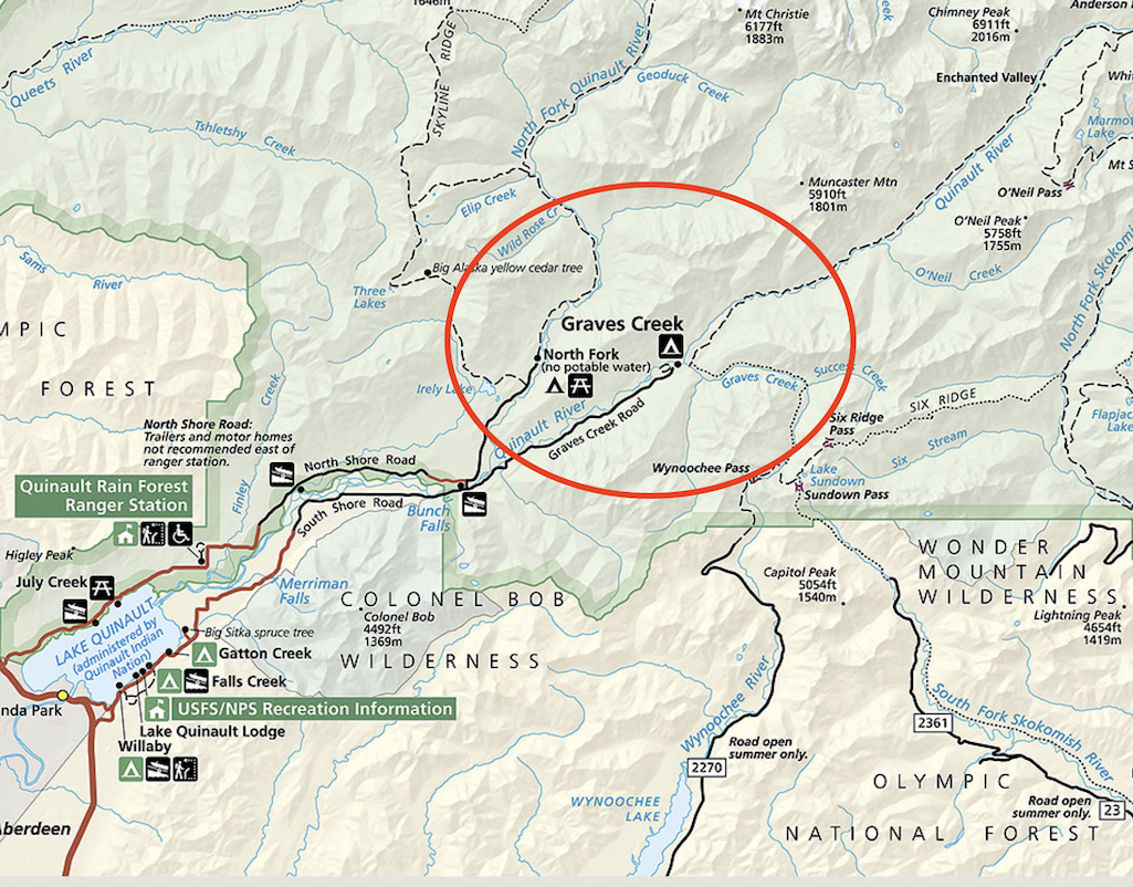 Search for missing Washington hiker based at Grave Creek Trailhead/NPS map