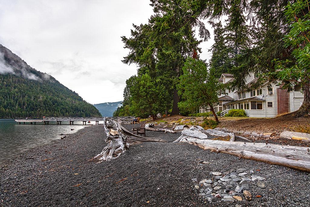 The lodge, the beach, the dock, and the lake, Olympic National Park / Rebecca Latson