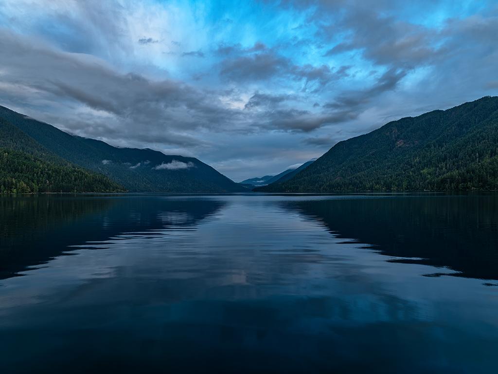 Just before sunrise at Lake Crescent, Olympic National Park / Rebecca Latson