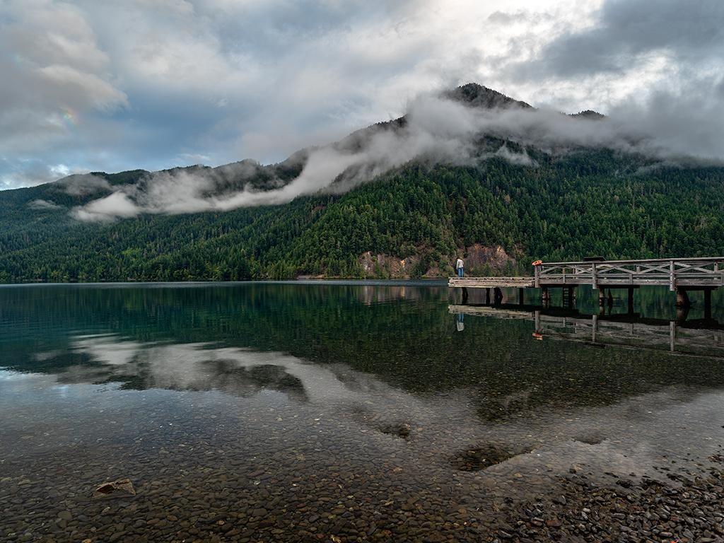 Standing on the dock in the morning at Lake Crescent, Olympic National Park / Rebecca Latson