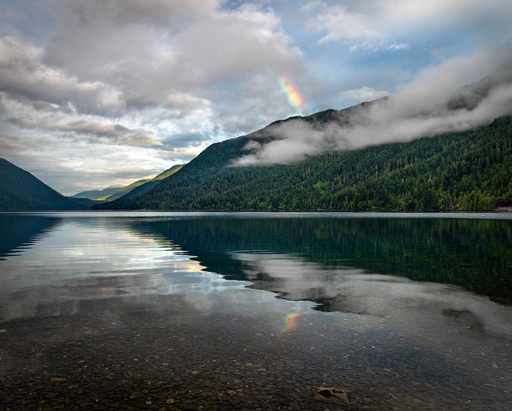 An early-morning rainbow at Lake Crescent, Olympic National Park / Rebecca Latson