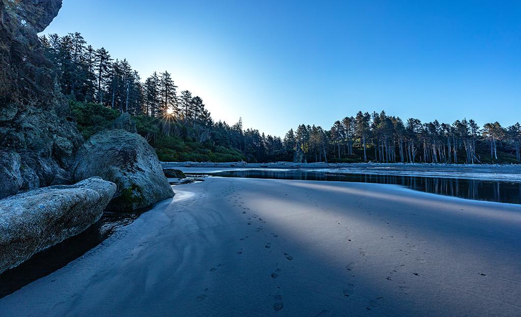 Sunburst over the bluff, Ruby Beach, Olympic National Park / Rebecca Latson