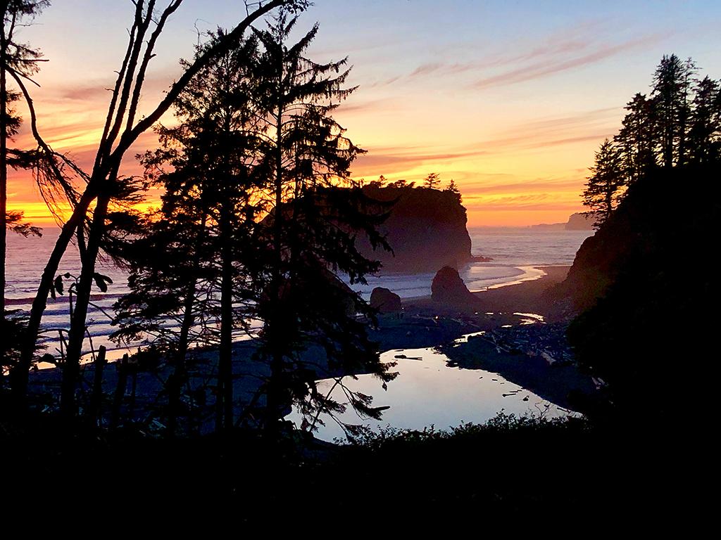 A smartphone shot of the Ruby Beach afterglow, Olympic National Park / Rebecca Latson