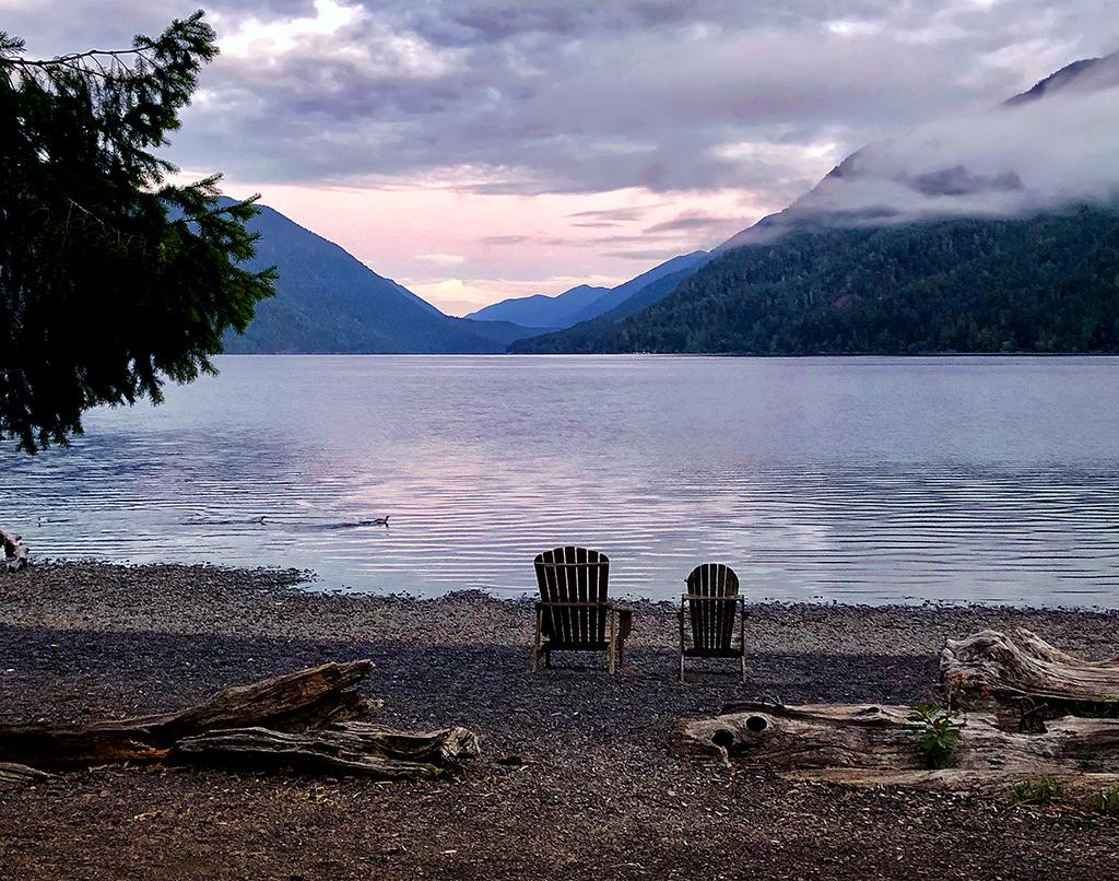 A smartphone shot of a quiet, Lake Crescent morning, Olympic National Park / Rebecca Latson
