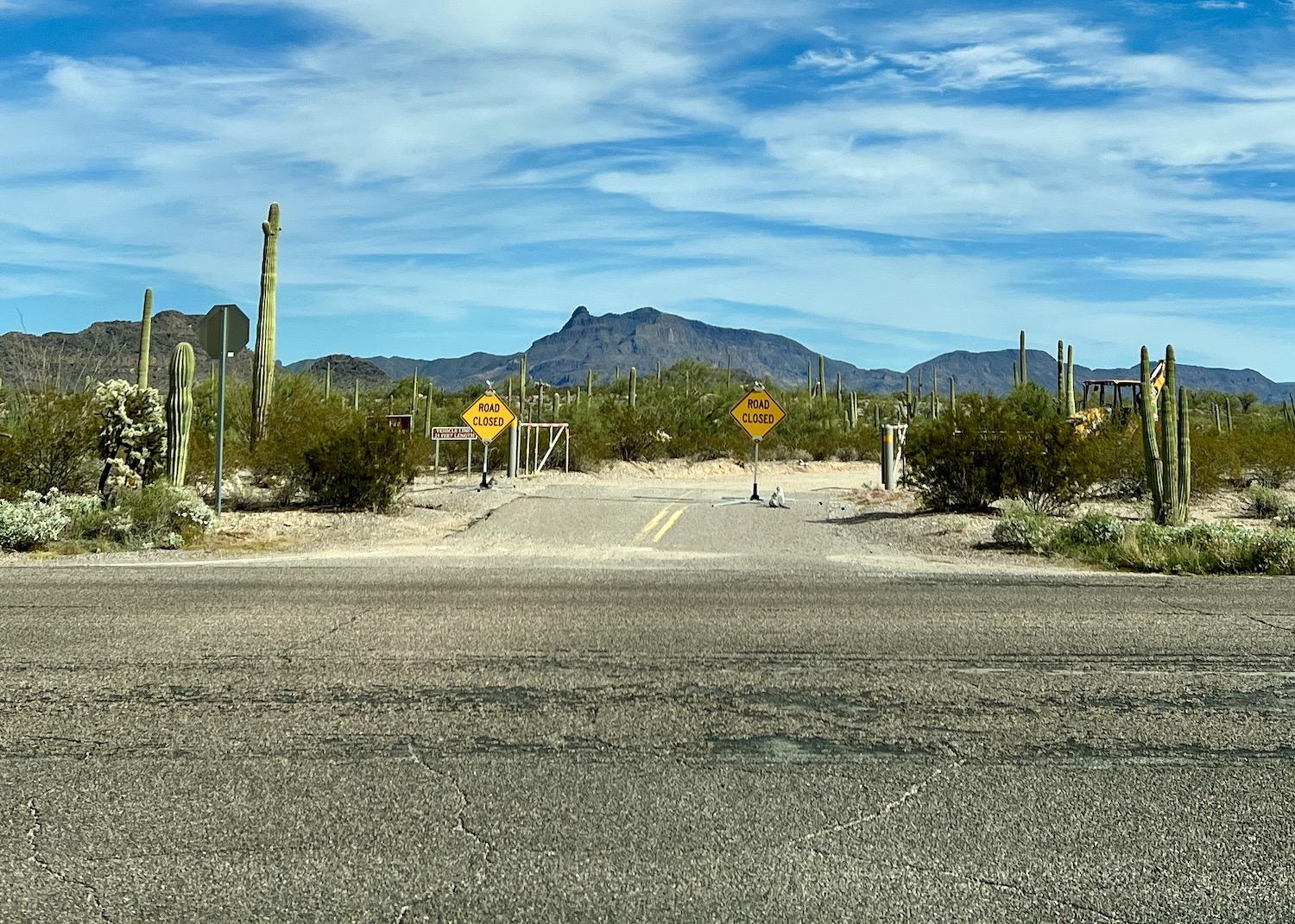 Ajo Mountain Drive, a popular driving loop, is closed until further notice for road improvements.