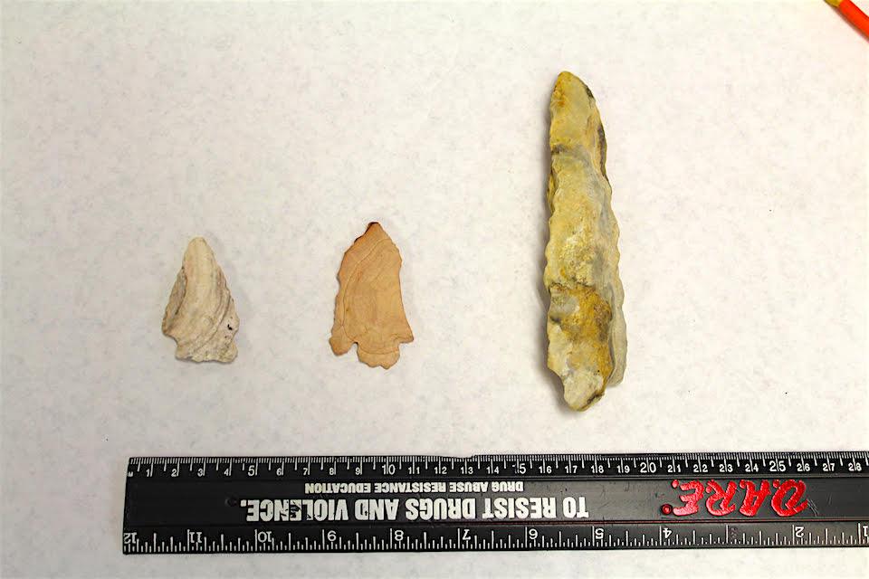 Some of the Native American points that were recovered by special agents/NPS