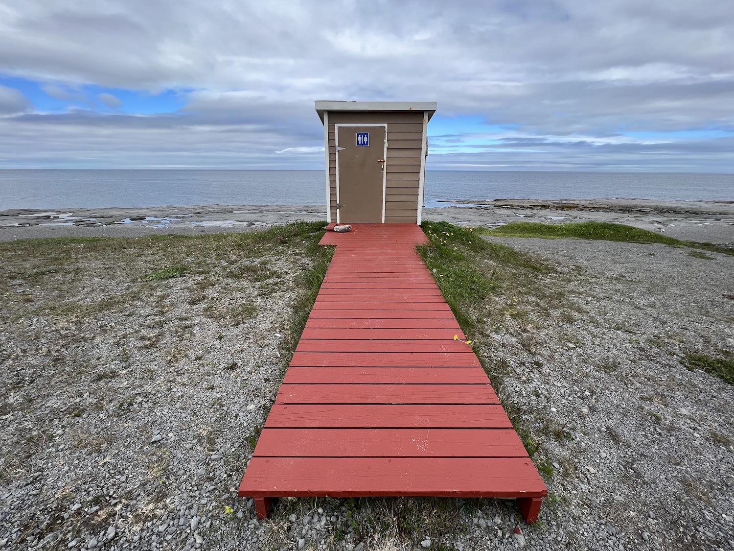 An oceanside loo at Port au Choix National Historic Site.