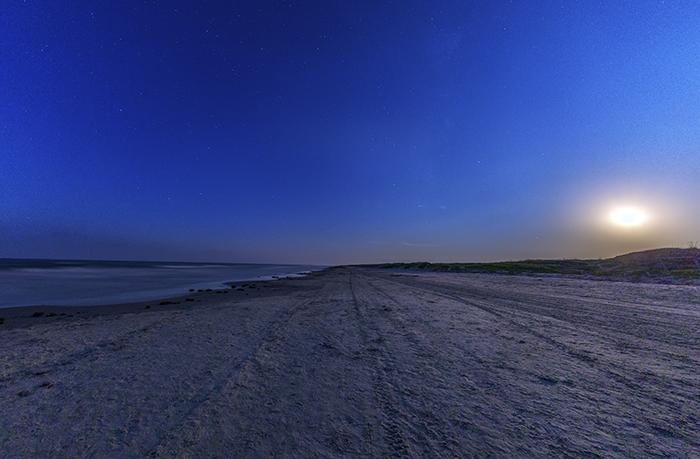 Moon, sky, stars and sand, Padre Island National Seashore / Rebecca Latson