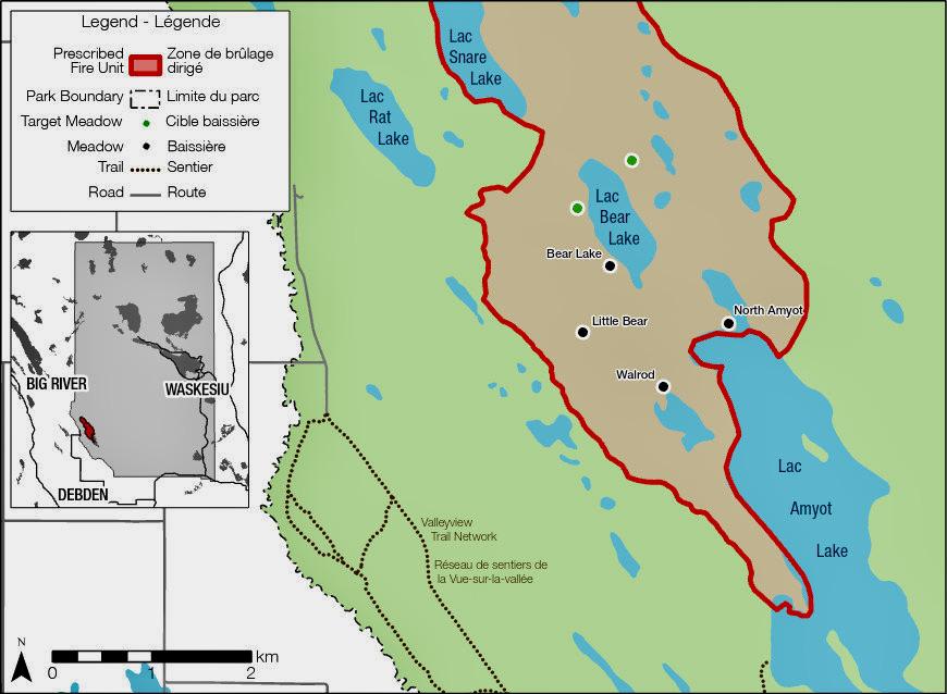 A map that shows the prescribed fire area.