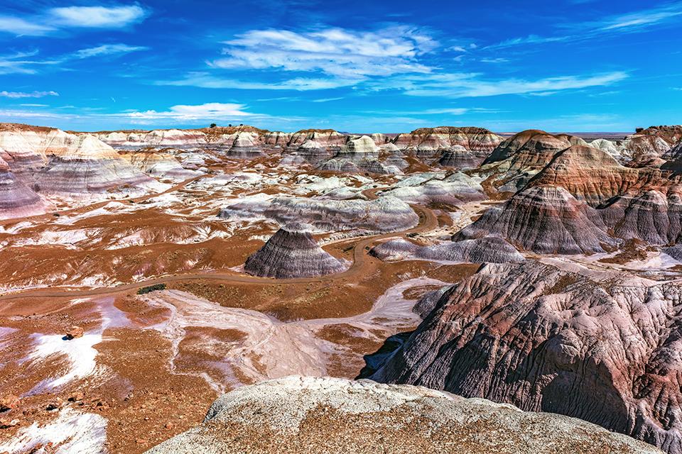 The view out over Blue Mesa Trail, Petrified Forest National Park / Rebecca Latson