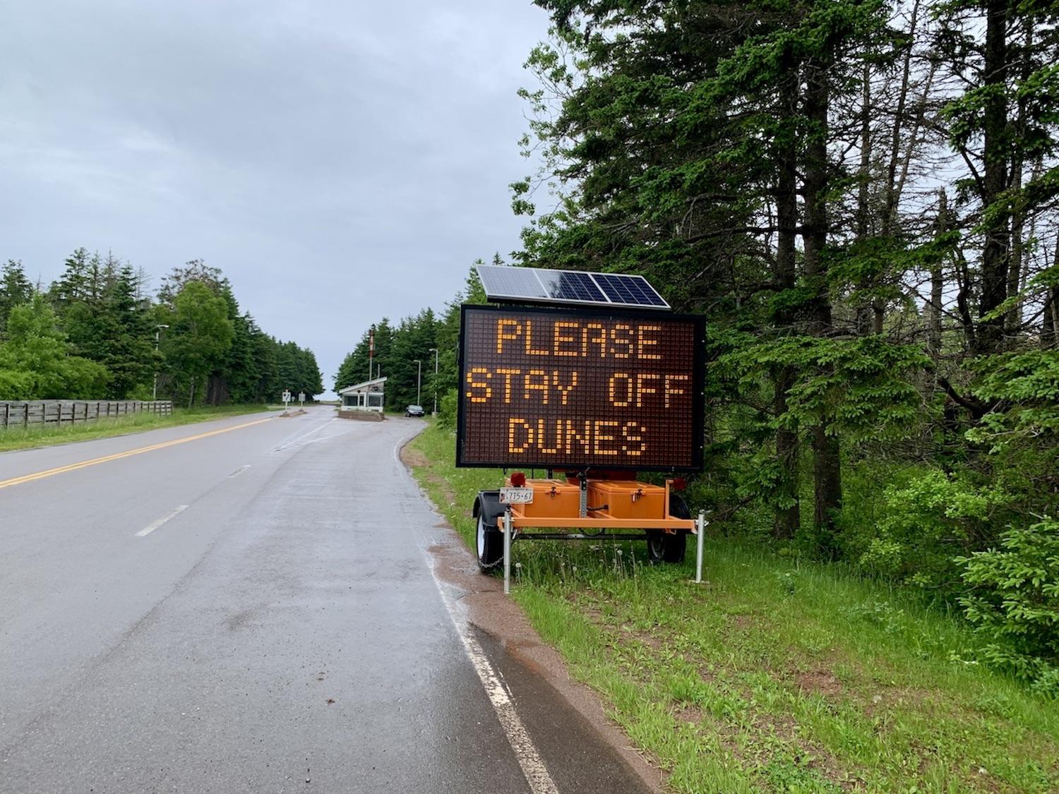 P.E.I. National Park hits visitors with dune protection messaging right when they enter.
