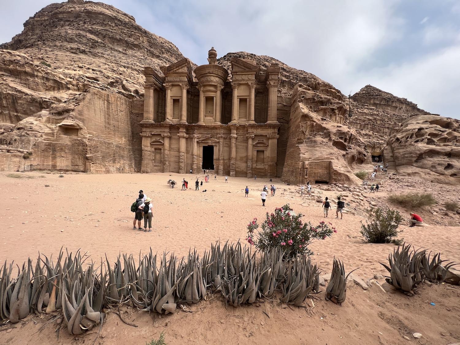 Everybody who visits Jordan goes to Petra to see ancient buildings, like this Monastery, carved out of the rock.