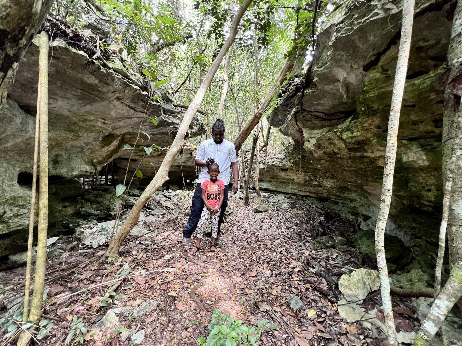 Kristoff Francois leads a tour of Primeval Forest National Park with daughter Kristia in tow.
