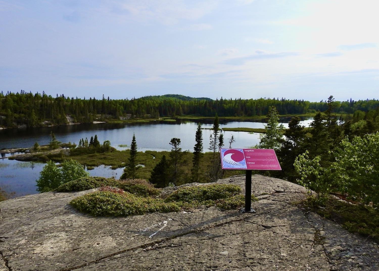 An Indigenous teaching about love on Pukaskwa National Park's Bimose Kinoomagewan Trail.