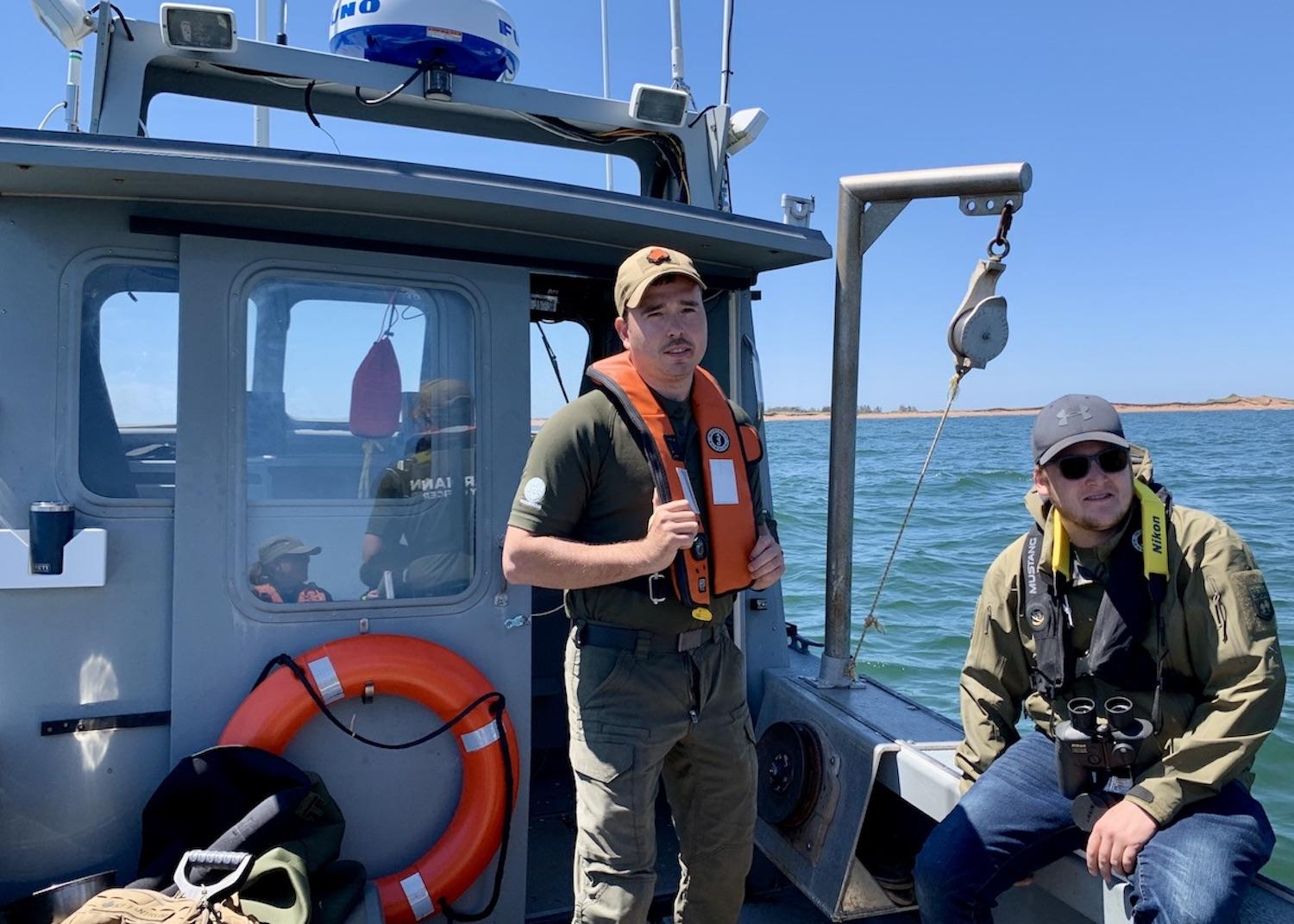 Blake Bernard, left, and Luke Arsenault are Pituamkek Pathfinders and Lennox Island First Nation members charged with being stewards for the area.