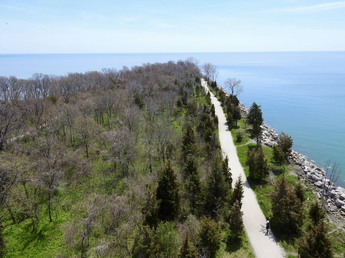 A view of Point Pelee's "Tip" and Lake Erie. A view of Point Pelee's "Tip" and Lake Erie.