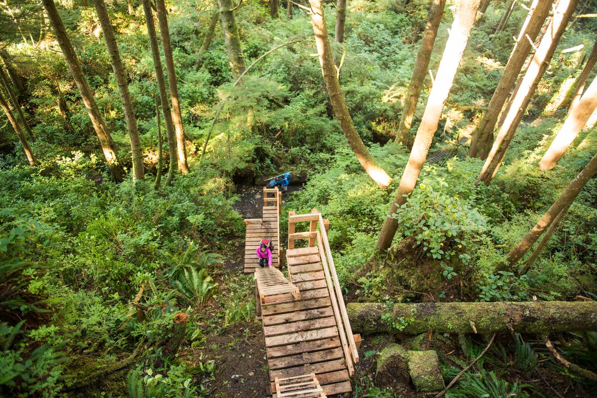 Multi-level ladders are one challenge on the West Coast Trail.