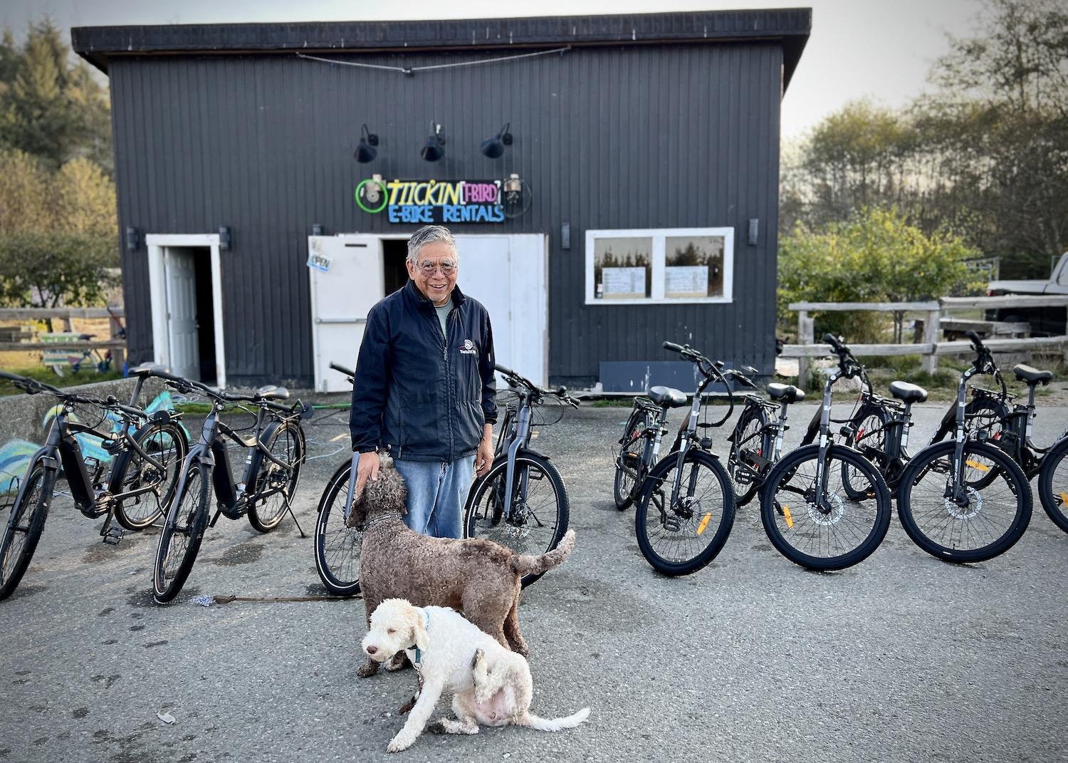 Gordon Taylor and his family run T̓iick̓in (Thunderbird) E-Bike Rentals at the Tofino/Ucluelet junction.