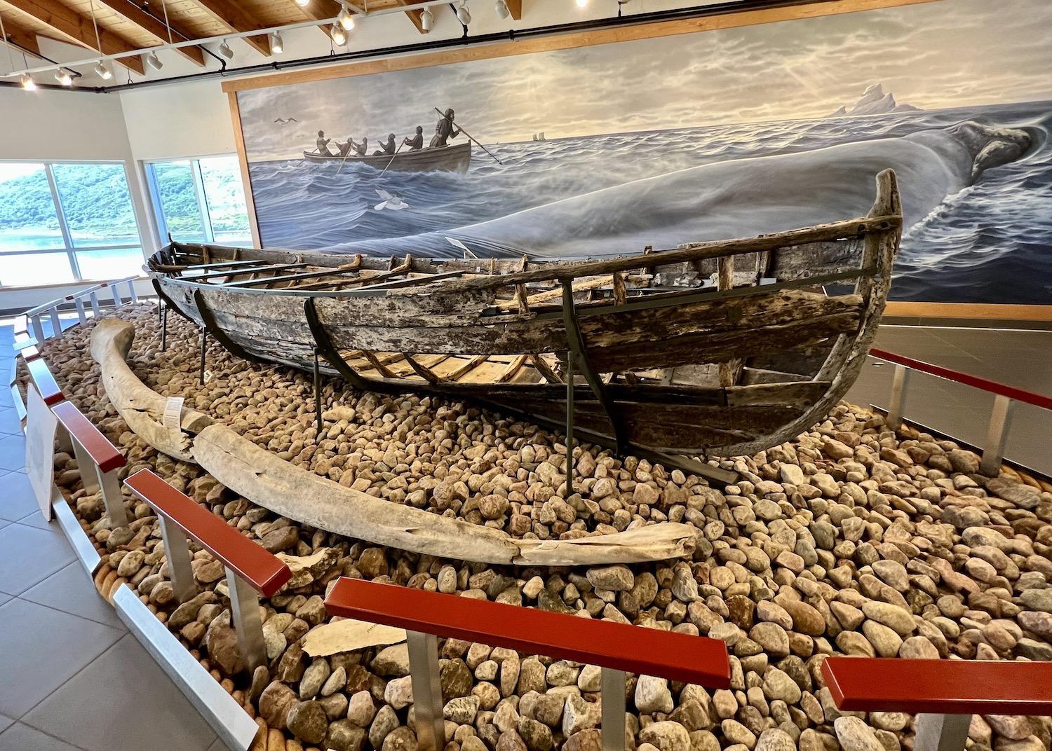 The chalupa, a Basque whaling boat, found in Red Bay Harbour is on display at Red Bay National Historic Site.