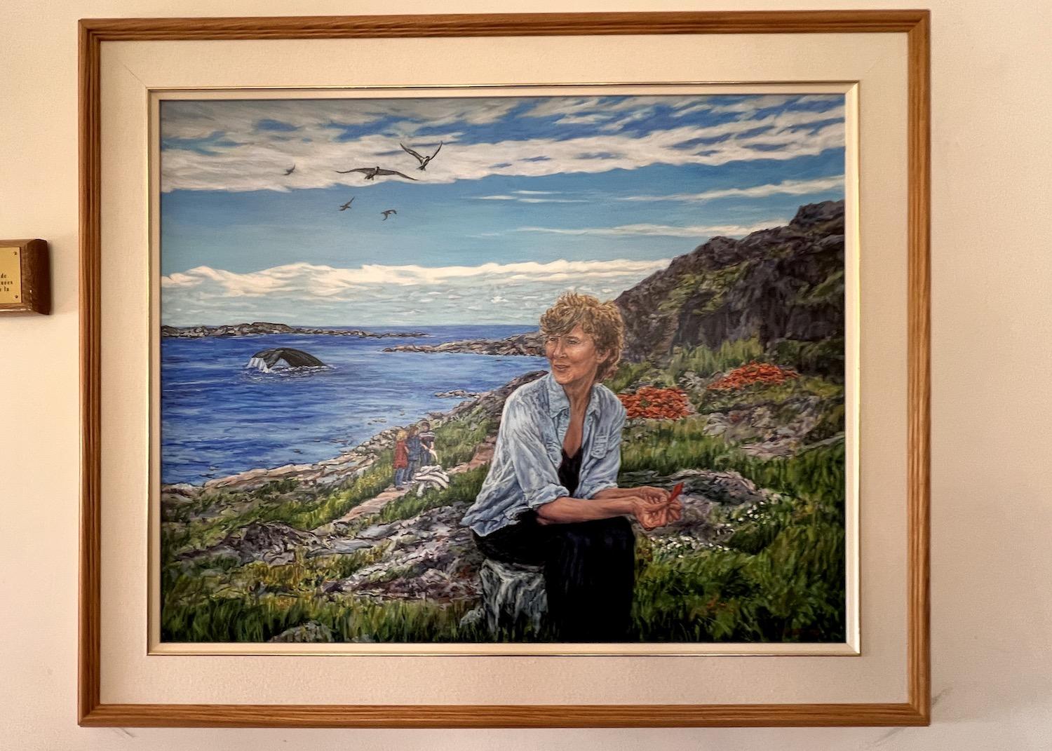 A portrait of historian/geographer Selma Barkham hangs at the Red Bay National Historic Site because her reless work revealed the history of Basque whaling in Canada.