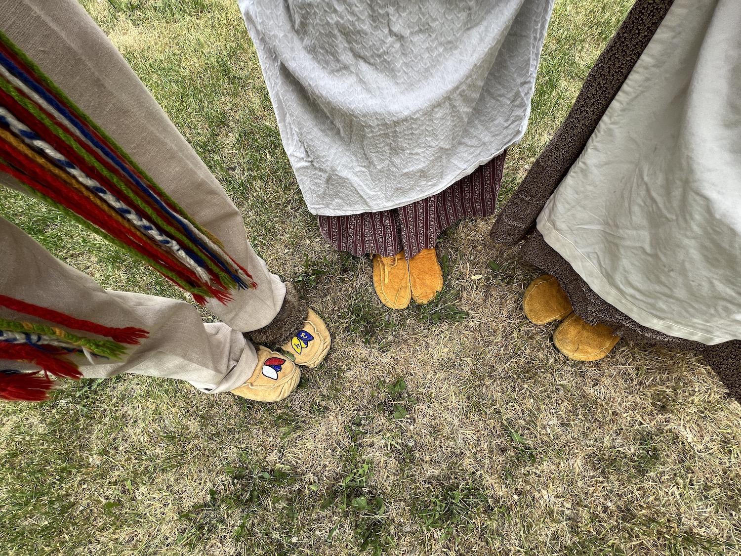 Riel House National Historic staff wear period costumes from 1886 and beaded Métis moccasins.